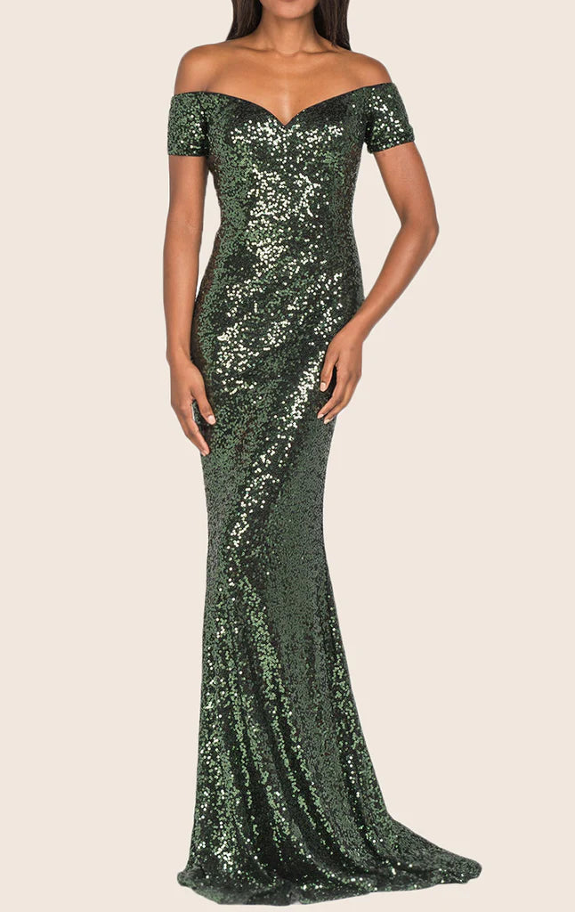Meerjungfrau-Abendkleid mit schulterfreiem Pailletten